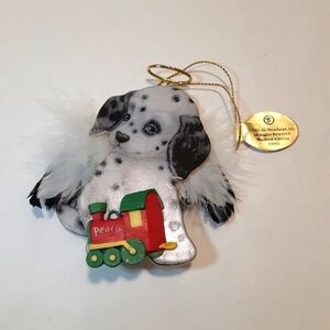Vtg Dalmatian Ornament NWT 2001 Bradford Editions Domino Heavenly Waggn Tails